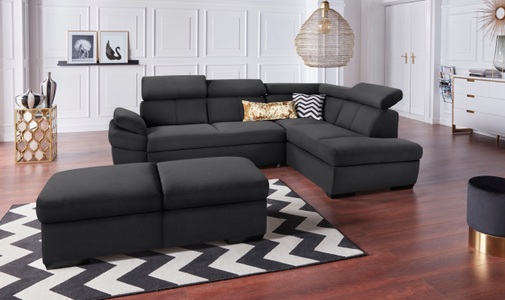 exxpo - sofa fashion, exxpo - sofa fashion Ecksofa, inklusive Kopfteil- und Armteilverstellung, wahlweise mit Bettfunktion, exxpo - sofa fashion Ecksofa »Salerno, klassisch modernes Funktionssofa, hoher Sitzkomfort, L-Form« inkl. Kopf- und Armteilverstellung, wahlweise mit Bettfunktion
