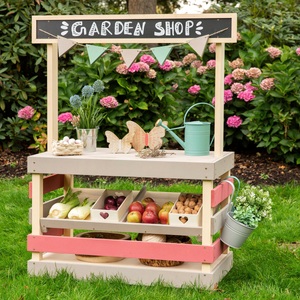 MUDDY BUDDY®, MUDDY BUDDY® Kaufladen »Verkaufsstand Garden Friend«, BxLxH: 40x90x115 cm, MUDDY BUDDY® Kaufladen »Garden Friend«, Outdoor Shop, natur - warmgrau - malvenrosa