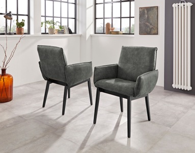 PREMIUM COLLECTION BY HOME AFFAIRE, Premium collection by Home affaire Armlehnstuhl »Model 6«, (Set), 2 St., Microfaser, Bezug in Microfaser oder Leder und das Gestell ist Buche Massivholz in schwarz lackiert, Home affaire Armlehnstuhl »Model 6«, (Set), 2 St., Microfaser, Bezug in Microfaser oder Leder, Gestell ist Buche in schwarz lackiert