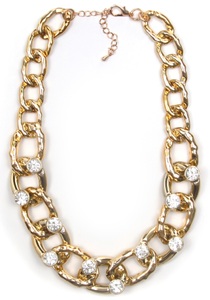 J.Jayz, J.Jayz Collier, mit Glasstein, Firetti Collier »Halsschmuck Gliederkette gross glitzernd«, mit Glasstein
