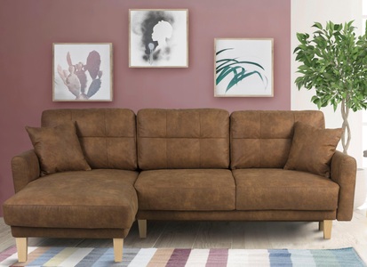 Home affaire Ecksofa »Triplo«, wahlweise mit Bettfunktion und Bettkasten, Zierkissen