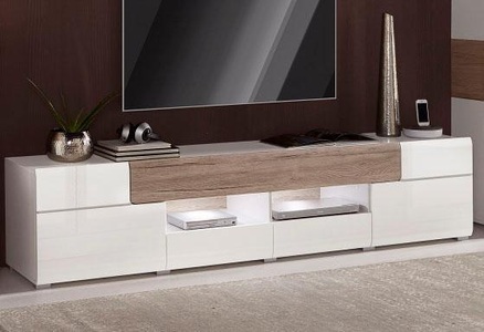 SERIE TOLEDO, XXL-Lowboard »Serie Toledo«, Breite 209cm, INOSIGN Lowboard »Toledo,Breite 209cm, trendige TV-Schrank mit dekorative Fräsungen«, TV-Board ohne Beleuchtung, TV-Kommode mit viel Stauraum
