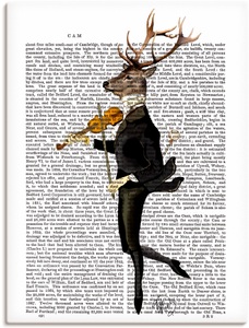 Artland, Artland Wandbild »Tanzender Hirsch mit Violine«, Artland Wandbild »Tanzender Hirsch mit Violine«, Humor, (1 St.), als Leinwandbild, Poster, Wandaufkleber in verschied. Grössen