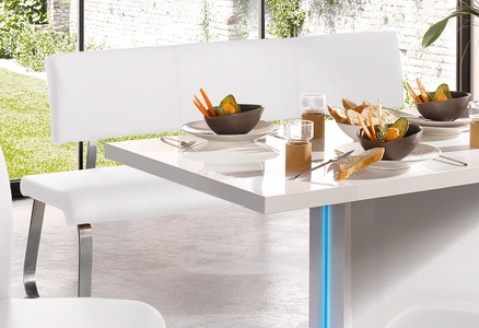 Mca furniture, MCA furniture Sitzbank, Livetastic Sitzbank in metall, leder weiss, edelstahlfarben , Arco , Echtleder , 175x86x59 cm , gebürstet , 000196083419