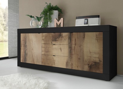LC, LC Sideboard »Basic«, 210 cm, INOSIGN Sideboard »Basic Breite 210 cm, Kommode 2 Türen, 3 Schubkästen, Anrichte,«, Metallgriff, moderne Rahmenoptik, viel Stauraum, Farbauswahl