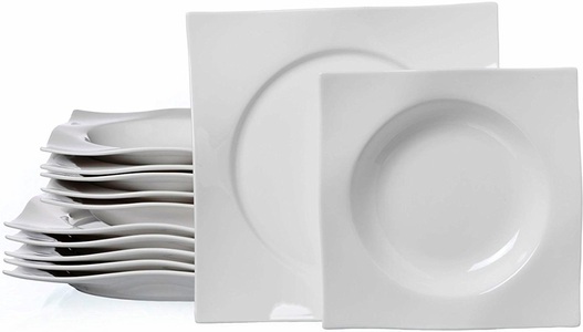 VIA BY R&B, Via by R&B Tafelservice, Porzellan, »Sinfonia« (12-teilig), Ritzenhoff & Breker Tafelservice »Geschirr-Set Sinfonia«, (Set, 12 tlg.), Teller Set, weiss, Made in Germany, 12 Teile, für 6 Personen