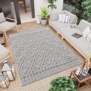 Carpet City, Carpet City Teppich »SANTORINI 58377«, rechteckig, 5 mm Höhe, 3D-Design: Flor erzeugt ein Hoch-Tief-Effekt, In- und Outdoor geeignet, Carpet City Teppich »In-& Outdoorteppich Santorini 58377, 3D-Effekt, Raute-Optik«, rechteckig, 5 mm Höhe, Wetterfest & UV-beständig für Terrasse, Balkon, Küche, Flur