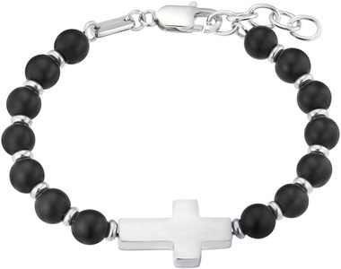 S. Oliver, Armband Damen Silberfarben 19+3CM, s.Oliver Armband »Kreuz, 2038005«, mit Achat