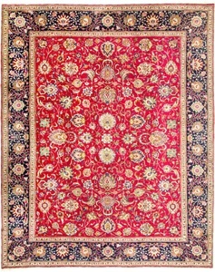 MorgenLand, morgenland Wollteppich »Täbriz Teppich handgeknüpft rot«, rechteckig, 8 mm Höhe, morgenland Wollteppich »Täbriz Teppich handgeknüpft rot«, rechteckig, 8 mm Höhe