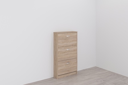 FMD, FMD Schuhschrank mit 3 Kippfächern Eichenbraun, FMD Schuhschrank »Step 3«, Breite 58,5 cm, Tief 17 cm, mit 3 Klappen, Schuhkipper