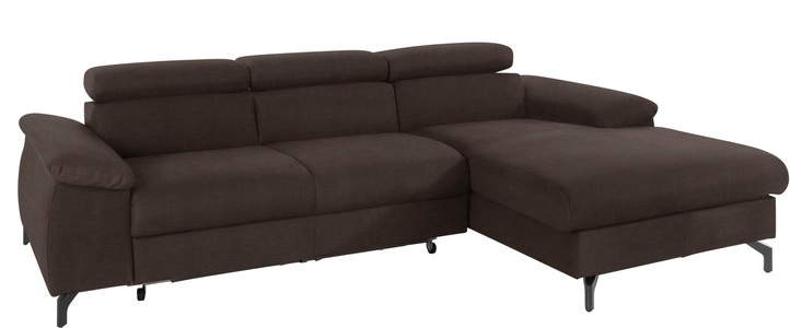 COTTA Ecksofa »Komaris I«, inklusive Kopf- bzw. Rückenteilverstellung, wahlweise Bettfunktion und Bettkasten, eleganter schwarzer Fuss
