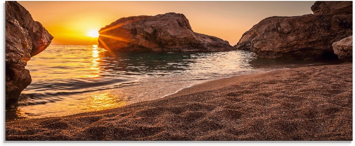 Artland Glasbild »Sonnenuntergang und Strand«