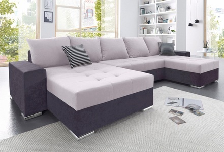 COLLECTION AB, COLLECTION AB Wohnlandschaft, mit Bettfunktion, Bettkasten und links oder rechts montierbarer XXL-Recamiere, inklusive Federkern und Zierkissen, COLLECTION AB Wohnlandschaft »Josy XXL U-Form, B: 333 cm, mit 2 Recamieren 77 & 97 cm« mit Bettfunktion, Bettkasten & 2 Zierkissen, Federkern