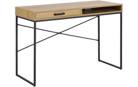 mutoni scandi, Schreibtisch Multiple Bronx Wildeiche Papier 1 Schublade Schwarz 110x45x75cm, AC Design Tisch Seaford, Schwarz matt / Wildeiche matt