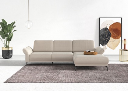 INOSIGN Ecksofa »Coco«, wahlweise mit Sitztiefen, Armteil- und Kopfteilverstellungim Cord, mit Füssen 15 cm hoch