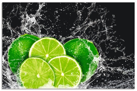 Artland, Artland Küchenrückwand »Limone mit Spritzwasser«, Artland Küchenrückwand »Limone mit Spritzwasser«, (1 tlg.), Alu Spritzschutz mit Klebeband, einfache Montage
