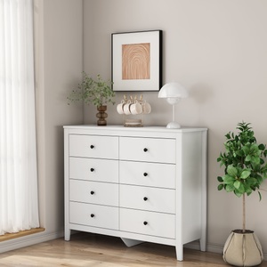 GOODproduct Schubkastenkommode »Borkum Sideboard mit 8 Schubladen Bestseller Landhaus weiss« schwarze Griffe aus Metall