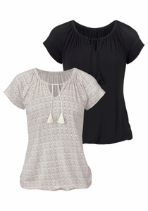 VIVANCE, Vivance T-Shirt, Vivance T-Shirt, mit leicht gerafftem Ausschnitt