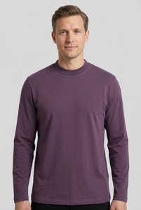 FYNCH-HATTON Langarmshirt gerade Passform, aus Baumwolle, unifarben, mit Logo-Stickerei