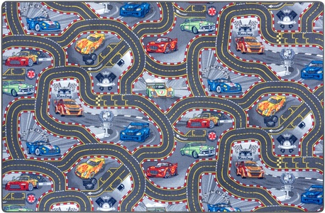 Hanse Home, HANSE Home Kinderteppich »Spielteppich Kinder«, rechteckig, 6,5 mm Höhe, Robust Strassen Spielunterlage, Kurzflor, Kinderzimmer, Auto, Strapazierfähig, Pflegeleicht, HANSE Home Kinderteppich »Race Track«