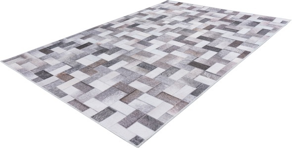 Obsession, Obsession Teppich »My Bonanza 525«, rechteckig, 5 mm Höhe, Flachgewebe, bedruckt, Patchwork Design, Felloptik, Wohnzimmer, 