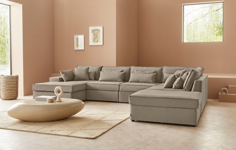 LeGer Home by Lena Gercke, LeGer Home by Lena Gercke Wohnlandschaft »Ceyda«, 6 Teile, zusammengesetzt aus Modulen, in vielen Bezugsqualitäten und Farben, fester Sitzkomfort, 