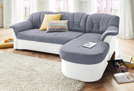DOMO collection, DOMO collection Ecksofa, DOMO collection Ecksofa »Elva, zeitlose Formensprache, elegante Rückensteppung, L-Form«, wahlweise mit Bettfunktion und Federkern