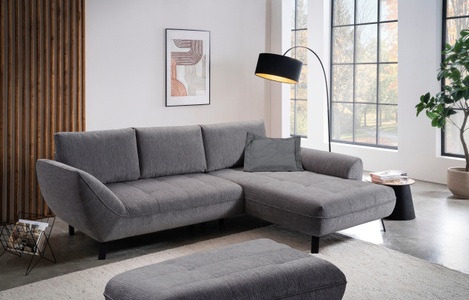 exxpo - sofa fashion Ecksofa »Bellini, Materialmix oder komplett Struktur, Breite 268cm, bequem« bequem und modern, Chenille-Struktur Bezug, L-Form