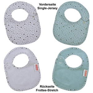 WOERNER, WÖRNER SÜDFROTTIER Druckknopflatz Sterne eisblau 2er Set 22 x 29 cm, Wörner Lätzchen »Sterne eisblau-hellgrau Druckknopflatz 22x29 cm« 2 Stk. tlg. mit Druckknöpfen, maschinenwaschbar, trocknergeeignet