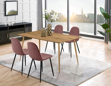LEONIQUE, Leonique Essgruppe »Eadwine«, (Set, 5 tlg.), bestehend aus Eadwine Esstisch 160 cm und 4 Eadwine Esszimmerstühlen, Leonique Essgruppe »Eadwine, TOPSELLER! Tisch plus 4 Stühle, Sitzgruppe«, (Set, 5 tlg., Esstisch plus 4 Esszimmerstühle), bestehend aus Esstisch 160 cm und 4 Esszimmerstühlen, Polsterstühlen
