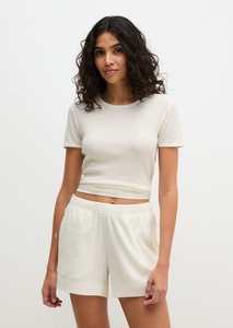 Marc O'Polo, Marc OPolo Kurzarmshirt "Mix N Match Airy Cotton Rib" mit Rundhalsausschnitt