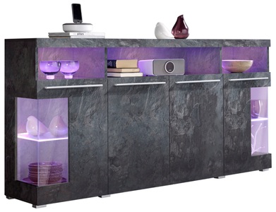 undefined, Sideboard, Breite 182 cm, INOSIGN Sideboard »India,Breite 182cm, stilvolle Kommode mit Glastüren«, Kombikommode viel Stauraum, Einlegeböden verstellbar,ohne Beleuchtung