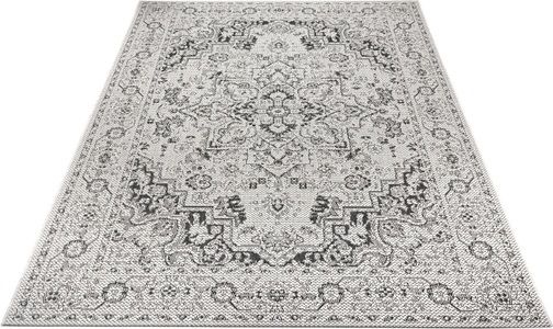 White Label, White Label - Teppich In-& Outdoor - 80 x 150 cm; - Creme, Schwarz, Home affaire Teppich »Georgia«, rechteckig, 3 mm Höhe, In- & Outdoor-Teppich, strapazierfähig, pflegeleicht, Flachgewebe