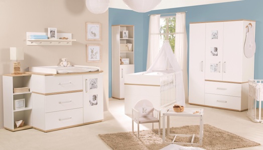 Roba, Roba Kinderzimmer Set (3-tlg.), »Pia schmal«, roba® Babyzimmer-Komplettset »Pia«, (Set, 3 tlg., Kinderbett, Schrank, Wickelkommode), schmal; mit Kinderbett, Schrank und Wickelkommode