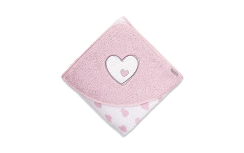 Sterntaler, Sterntaler Kapuzenhandtuch EMMI GIRL (100x100) mit Herzchen in weiß/rosa, Kapuzenhandtuch EMMI GIRL (100x100) mit Herzchen in weiss/rosa