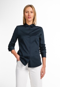 Eterna, ETERNA LANGARM BLUSE MODERN CLASSIC JERSEY MARINEBLAU UNIFARBEN, Jersey Shirt Bluse in navy unifarben