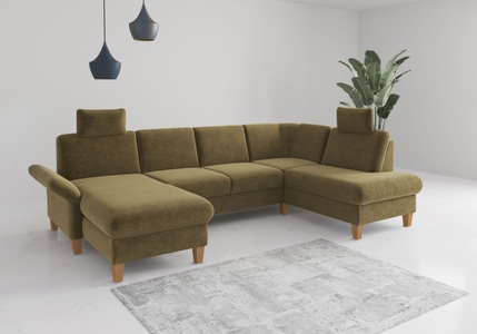 Home affaire Wohnlandschaft »Rochelle, U-Form«, optional mit Armteilverstellung, mit Bettfunktion & Bettkasten