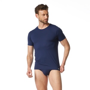 Bruno Banani, Bruno Banani Rundhalsshirt "CHECK LINE 2.0" hüftbedeckend, elastisch