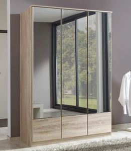Wimex, home24 Drehtuerenschrank Rajmi, MID.YOU Drehtürenschrank in eichefarben , Imago , Glas, Holzwerkstoff , 4 Fächer , 135x199x58 cm , Dekorfolie,Dekorfolie,Nachbildung , Beimöbel erhältlich, in verschiedenen Holzarten erhältlich , 001787054202