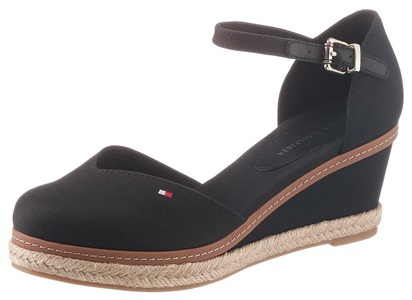 Tommy Hilfiger, TOMMY HILFIGER Spangenpumps »ELBA 67D«, Tommy Hilfiger Spangenpumps »BASIC CLOSED TOE MID WEDGE«, Riemchensandale, Keilabsatz, Sommerschuh, mit verstellbarer Schnalle