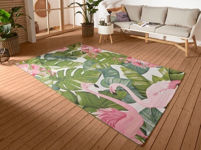 Hanse Home, HANSE Home Outdoorteppich »Tropical Flamingo«, rechteckig, 3 mm Höhe, strapazierfähig, robust, pflegeleicht, fussbodenheizungsgeeignet, HANSE Home Outdoorteppich »Tropical Flamingo«, rechteckig, 3 mm Höhe, In-& Outdoor, Teppich, Wetterfest, Balkon, Garten, Wohnzimmer, Floral