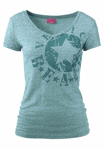 Venice Beach, Venice Beach Shirt mit Logo-Druck, Venice Beach Strandshirt, mit Logo-Druck aus melierter Ware, Vintage-Look, sportlich-casual