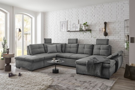 ED EXCITING DESIGN, ED EXCITING DESIGN Wohnlandschaft »Alija U-Form«, frei im Raum stellbar, Schlaffunktion, Kopfstützen, Armteilverstellung, ED EXCITING DESIGN Wohnlandschaft »Alija U-Form«, frei im Raum stellbar, Schlaffunktion, Kopfstützen, Armteilverstellung
