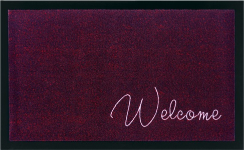 Hanse Home, Hanse Home - Fussmatte - 45 x 75 cm - Violett, Home affaire Fussmatte »Welcome«, rechteckig, 5 mm Höhe, waschbar, Robust, Pflegeleicht, Rutschfest, mit Spruch