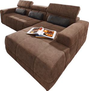 DOMO collection, DOMO collection Ecksofa, DOMO collection Ecksofa »Brandon grosse Ausführung B/T/H: 289/177/80 cm, auch in Leder und Cord«, mit Kopfteilverstellung, wahlweise Sitztiefenverstellung, L-Form