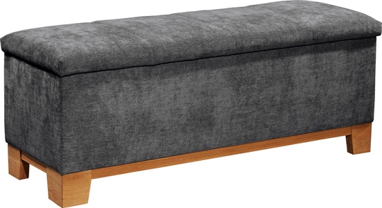 undefined, Bettbank »Viborg«, Carryhome Bettbank in textil graphitfarben , Viborg , Eiche , massiv , 139x58x50 cm , lackiert,Mikrofaser,Echtholz , 002220045009