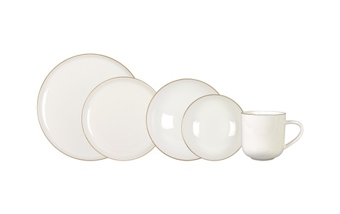 FURBER, FURBER Kombiservice »20-teilig, Weiss/Goldfarben«, FURBER Kombiservice »20-teilig, Weiss/Goldfarben«, (20 tlg.)