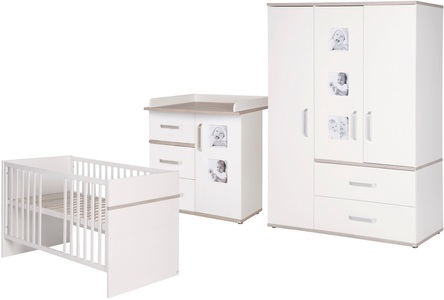 Roba, Roba Babyzimmer Set (3-tlg) Kinderzimmer »Moritz« schmal, roba® Babyzimmer-Komplettset »Moritz«, (Set, 3 tlg., Kinderbett, Wickelkommode, Kleiderschrank), schmal; mit Kinderbett, Schrank und Wickelkommode; Made in Europe