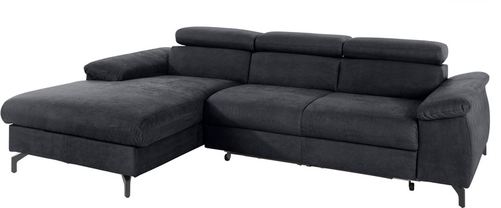 COTTA Ecksofa »Komaris I«, inklusive Kopf- bzw. Rückenteilverstellung, wahlweise Bettfunktion und Bettkasten, eleganter schwarzer Fuss