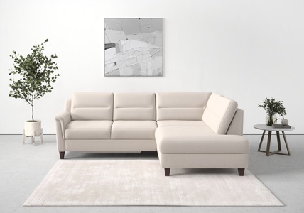 sit&more Ecksofa »Farö«, inklusive Federkern, mit naturfarbenen Füssen, wahlweise mit Bettfunktion und Bettkasten
